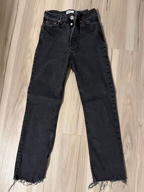 Zara Black High-Rise Button-Fly Jeans